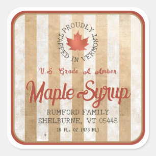 Adesivo Quadrado Acondicionada em Vermont Red Leaf Maple Syrup 1,5"