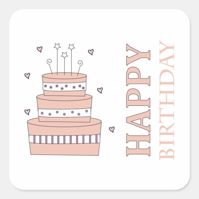 Adesivo Quadrado Acondicionador de Bolo de Aniversário (Frente)