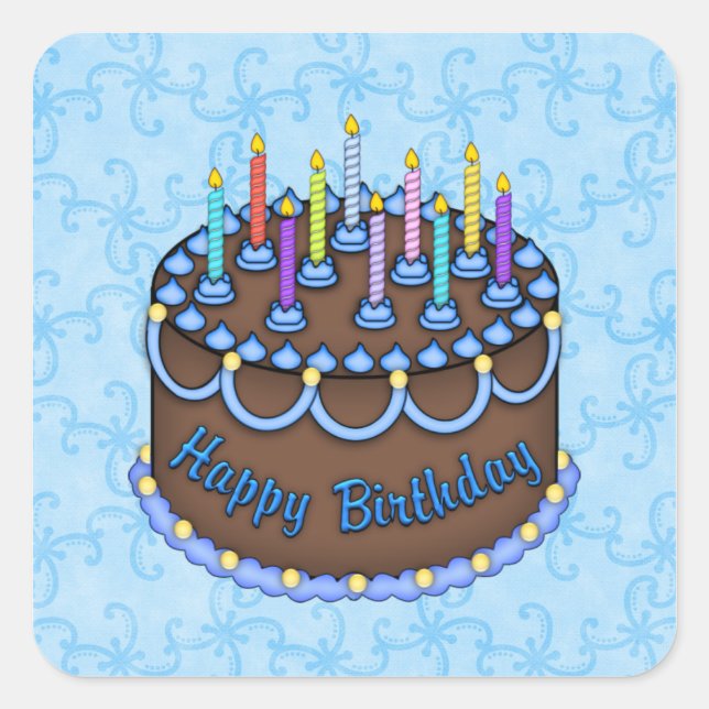Adesivo Quadrado Acondicionador de Bolo de Aniversário (Frente)