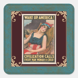 Adesivo Quadrado Acordar America Poster Sticker