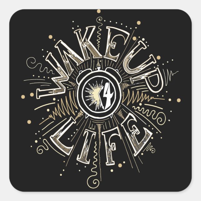 Adesivo Quadrado Acordar Inspiracional UP 4 ilustração da citação L (Frente)