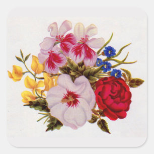 Adesivo Quadrado Acordo de flor de buquê do século XVIII