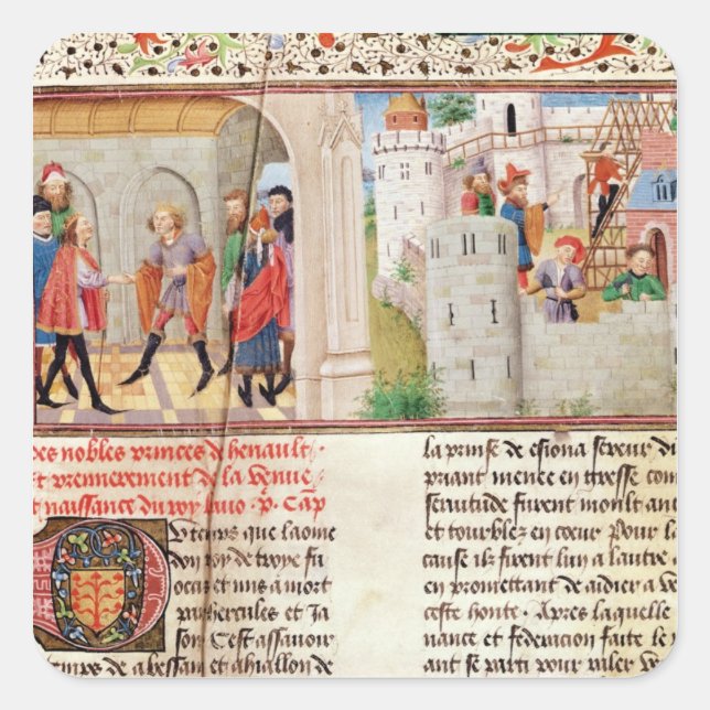 Adesivo Quadrado Acordo e Construção de um Castelo (Frente)