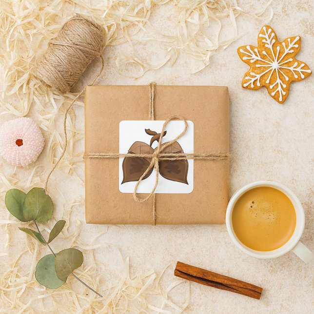 Adesivo Quadrado Acorns Rustic Autumn Nature (Criador carregado)