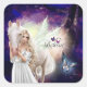 Adesivo Quadrado Acredite em Fantasy Fairy Angel com Cavalo Branco (Frente)
