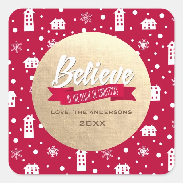 Adesivo Quadrado Acredite na Magia do Natal (Frente)