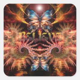Adesivo Quadrado Acreditem na Arte Fractal Inspiracional