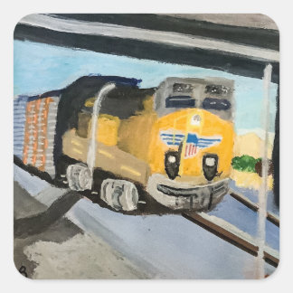Adesivo Quadrado Acrylic Train Art Print | Scenic Indio CA Desert