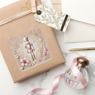 Adesivo Quadrado Açucareiro Elegante Rosa e Dourado Pastel Capricho