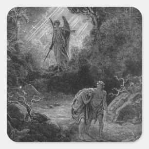 Adesivo Quadrado Adam E Eve Saíram Do Éden - Gustave Dore