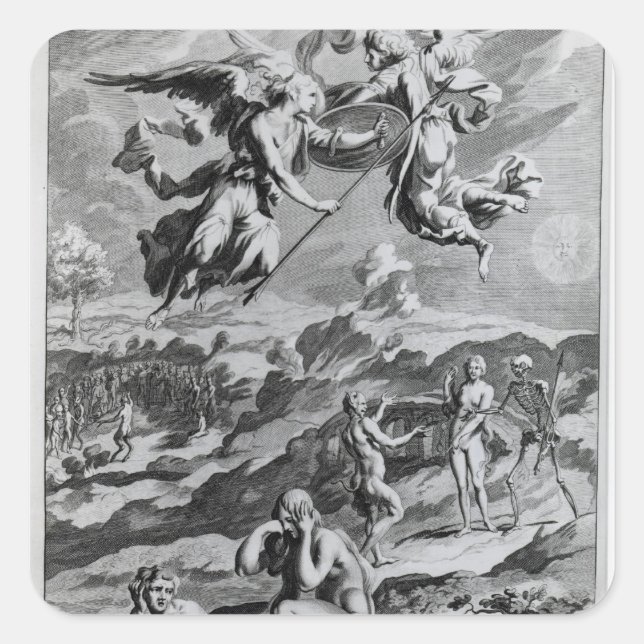 Adesivo Quadrado Adão e Eva após a Queda (Frente)