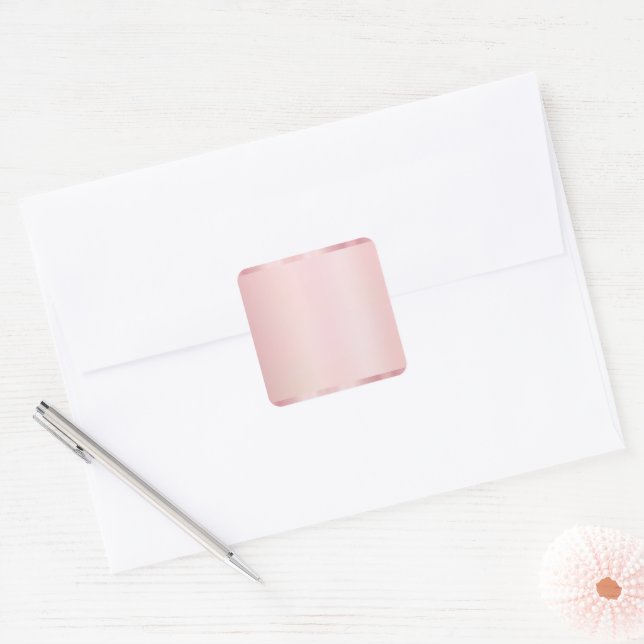 Adesivo Quadrado Add Your Text Elegant Template Blank Rose Gold (Envelope)