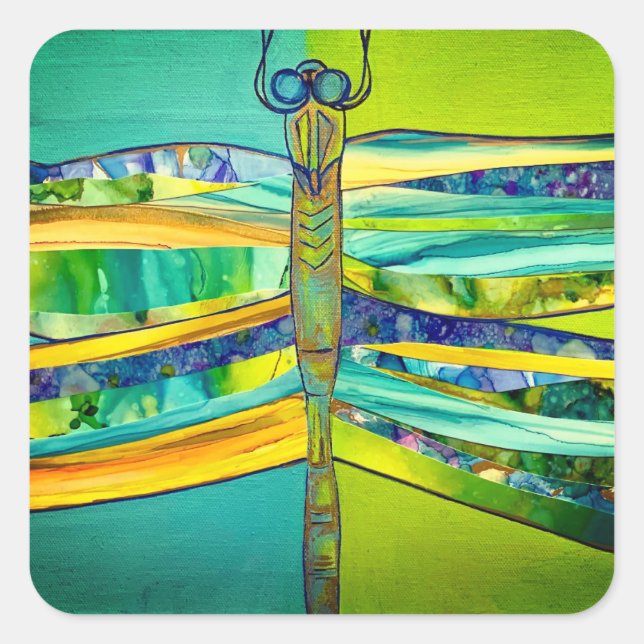 Adesivo Quadrado adereços de libélula (Frente)