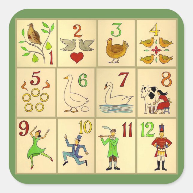 Adesivo Quadrado Adesivos, Glossy, Grande, NATAL DE 3 polegadas ART (Frente)