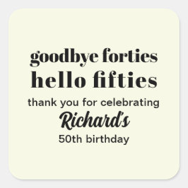 Adesivo Quadrado Adeus, quarenta e poucos Olá Anos 50 modernos 50º 