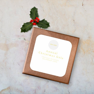 Adesivo Quadrado Adicionar logotipo Elegante Dourado Texto Personal