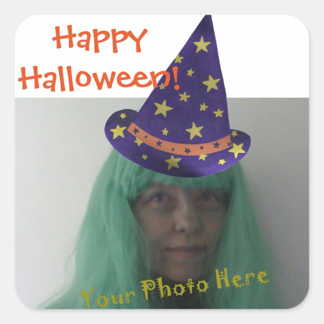 Adesivo Quadrado Adicionar Stickers do Assistente de Halloween de F (Frente)