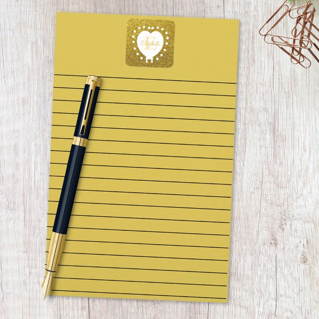 Adesivo Quadrado Adicionar Um Nome & Monograma Dourado Brilhante Co (template monogram 1.5" sticker)