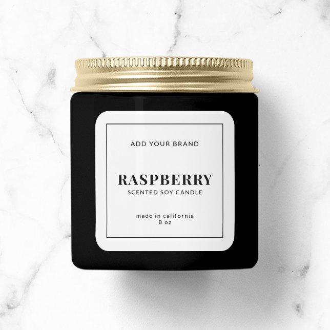 Adesivo Quadrado Adicione moderno rótulo de produto de borda preta  (Criador carregado)