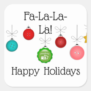 Adesivo Quadrado Adicione o logotipo de sua empresa Fa-La-La-La Fol