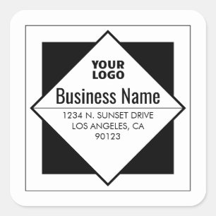 Adesivo Quadrado Adicione o seu modelo personalizável de logotipo