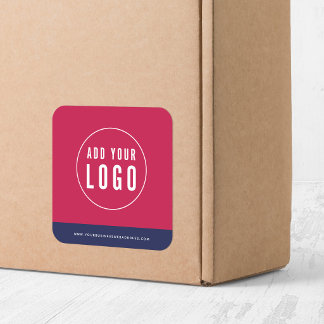 Adesivo Quadrado Adicione seu logotipo e endereço do site Cores de