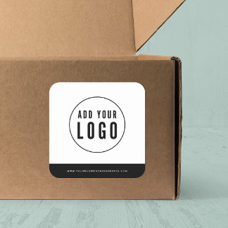 Adesivo Quadrado Adicione seu logotipo e endereço do site Cores de