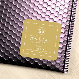 Adesivo Quadrado Adicione seu logotipo Mídia social Obrigado Cor pe