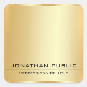 Adesivo Quadrado Adicione Seu Texto Falso Metálico Dourado Com Aspe