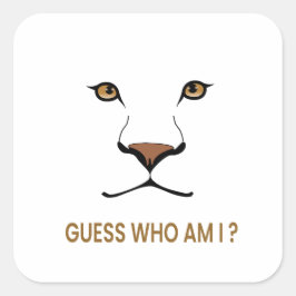 Adesivo Quadrado Adivinhe o Animal: Leoa | Rainha Minimalista