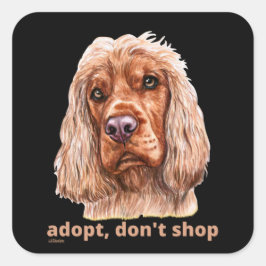 Adesivo Quadrado ADOPT, NÃO COMPRE (Inglês Cocker Spaniel)