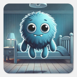 Adesivo Quadrado Adorable Blue Fluffy Creature