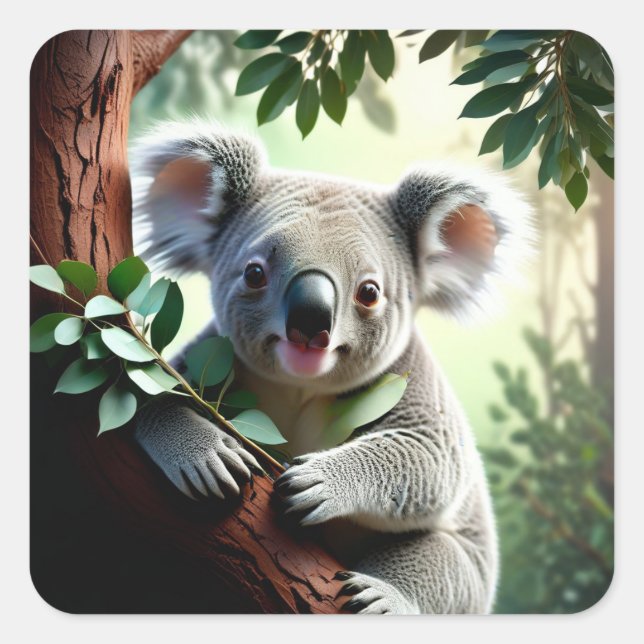 Adesivo Quadrado Adorable Koala Bear (Frente)