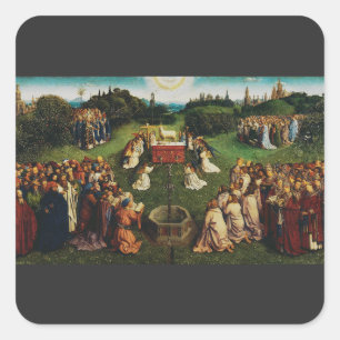Adesivo Quadrado Adoração do Cordeiro Místico de Jan van Eyck