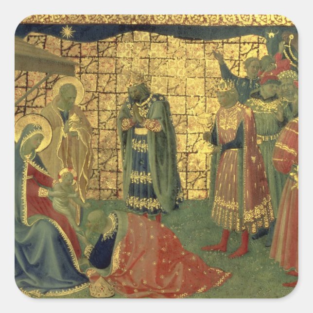 Adesivo Quadrado Adoração do Magi, detalhes de um painel predella (Frente)