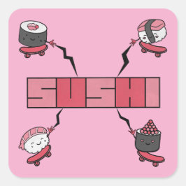 Adesivo Quadrado Adoramos Sushi - Sushi Love - ASL ILY Obsession