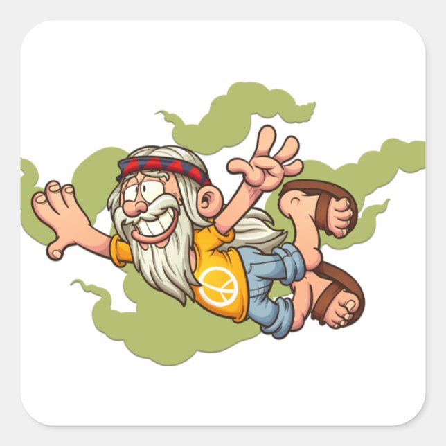 Adesivo Quadrado Adoráveis Hippie Voador Cupado Boêmico (Frente)