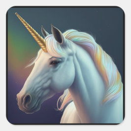 Adesivo Quadrado Adorável Coletor de Cabeça do Unicorn