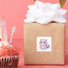 Adesivo Quadrado Adorável Kawaii Gatinho Fofinho Estrela Pastel Chi