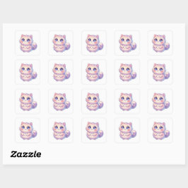 Adesivo Quadrado Adorável Kawaii Gatinho Fofinho Estrela Pastel Chi