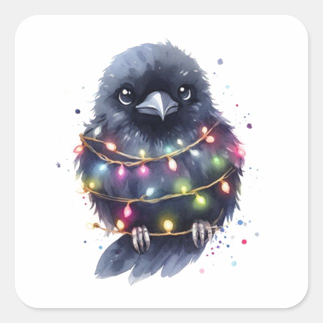 Adesivo Quadrado Adorável Natal Raven (Frente)