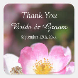 Adesivo Quadrado adorável obrigado de casamento de rosa rosa