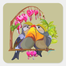 Adesivo Quadrado Adorável Pekin Robin Bird Pair