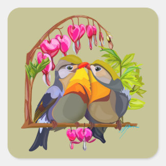 Adesivo Quadrado Adorável Pekin Robin Bird Pair