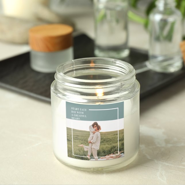 Adesivo Quadrado Adorável Presente da Família Verde de Fotos Modern (Criador carregado)