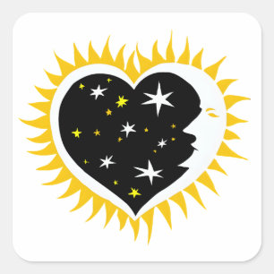ADESIVO QUADRADO ADORÁVEL SOL E LUA ADORAM CORAÇÃO