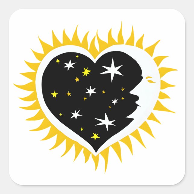 ADESIVO QUADRADO ADORÁVEL SOL E LUA ADORAM CORAÇÃO (Frente)
