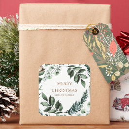 Adesivo Quadrado Adornos de Natal de Inverno Feliz Natal