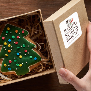 Adesivo Quadrado Adornos Natalinos Assando Espíritos Alegres