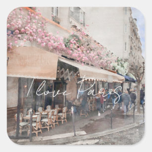 Adesivo Quadrado Adoro a cena do Café Paris, Sticker Square